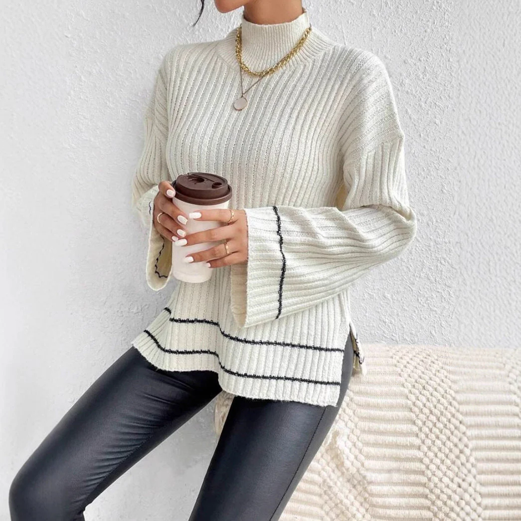 Alison | Women's Turtleneck Ribbed Sweater - Image 3