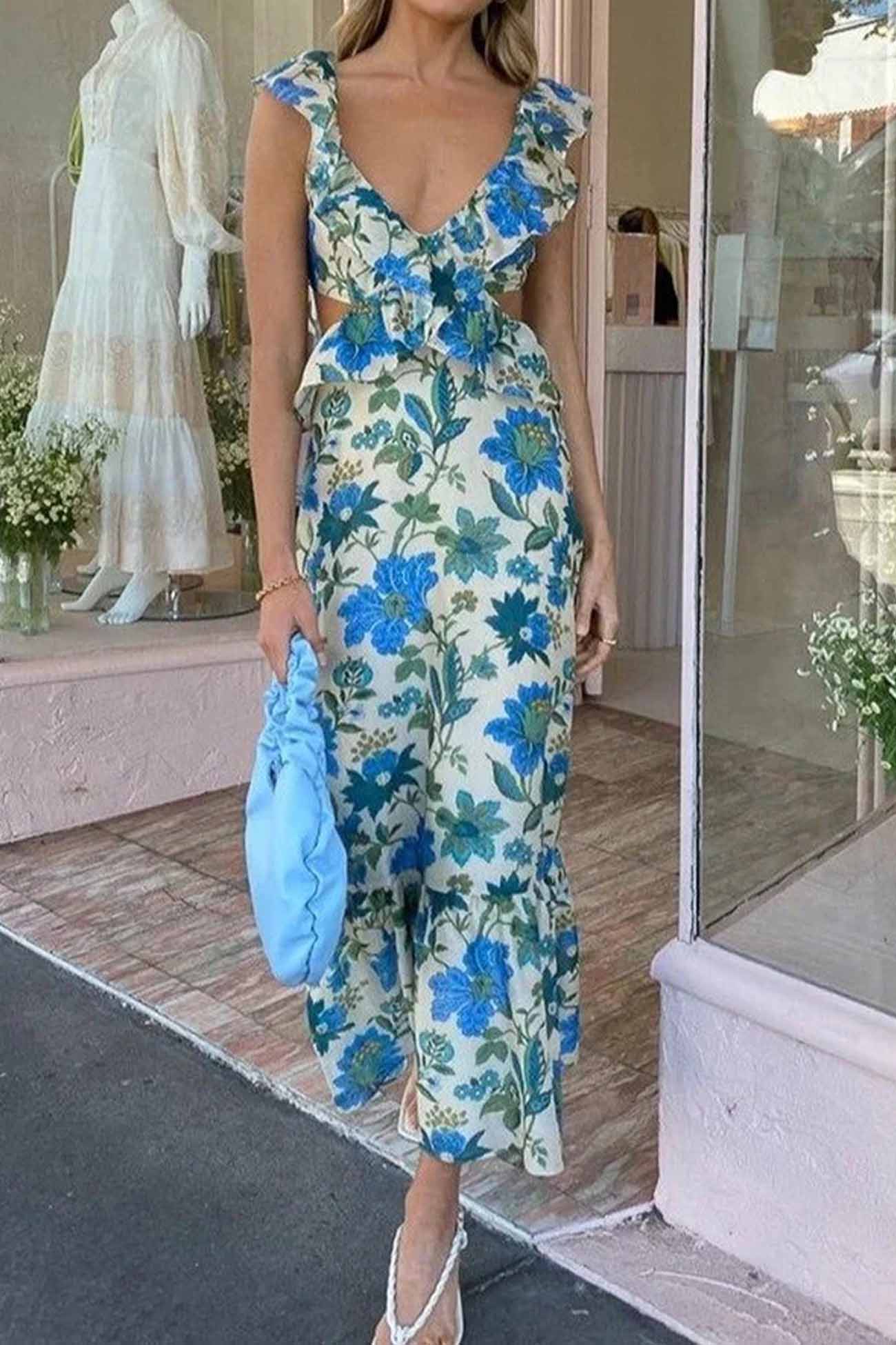 Amara | Elegant Summer Maxi Dress - Sleeveless with Ruffle Straps - Image 3