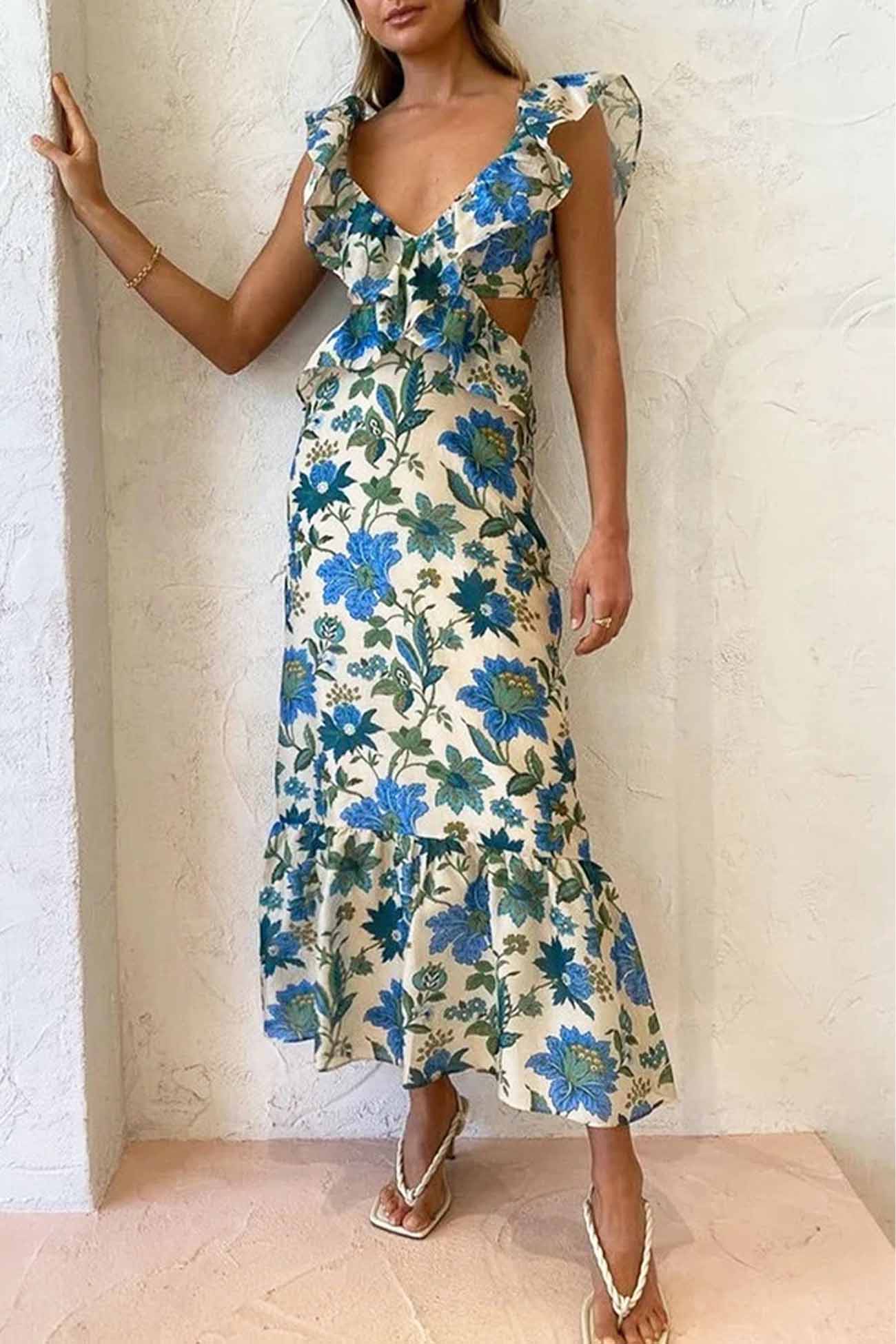 Amara | Elegant Summer Maxi Dress - Sleeveless with Ruffle Straps - Image 4