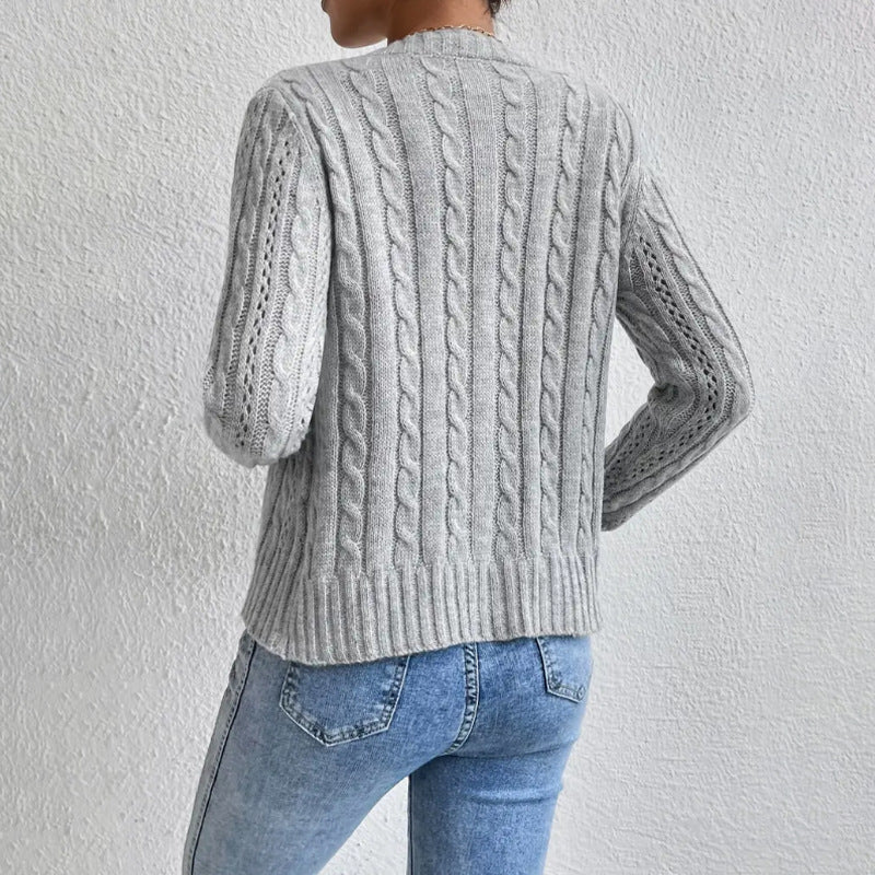 Autumn | Women's Button-Front Cable Knit Cardigan - Image 3