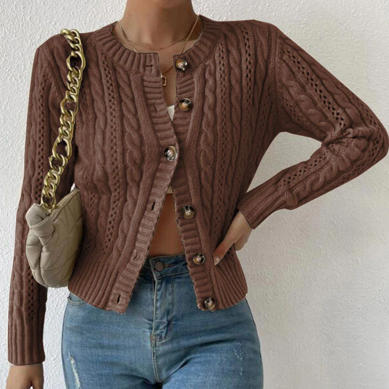 Autumn | Women's Button-Front Cable Knit Cardigan - Image 4
