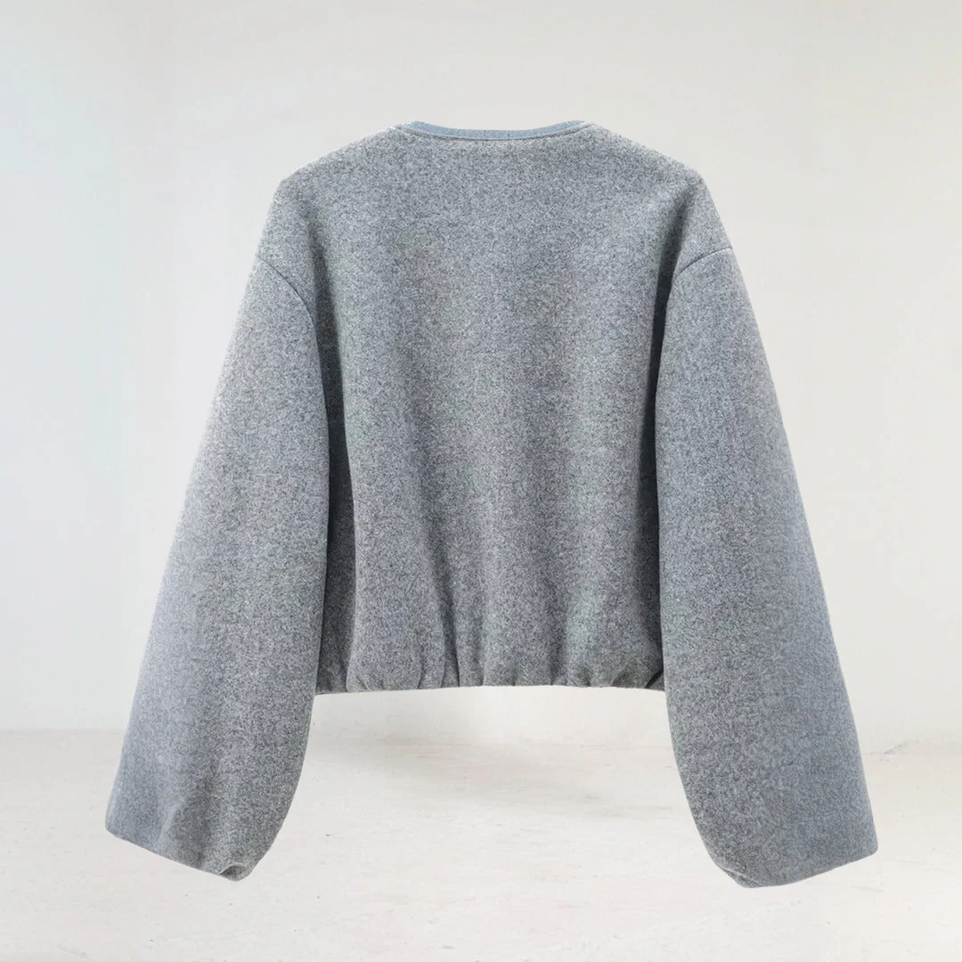 Bella | Women's Balloon Sleeve Zip-Up Bomber Jacket - Image 2