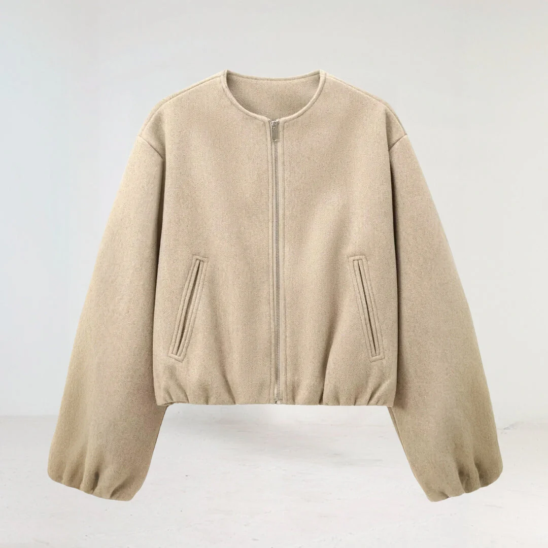 Bella | Women's Balloon Sleeve Zip-Up Bomber Jacket - Image 3
