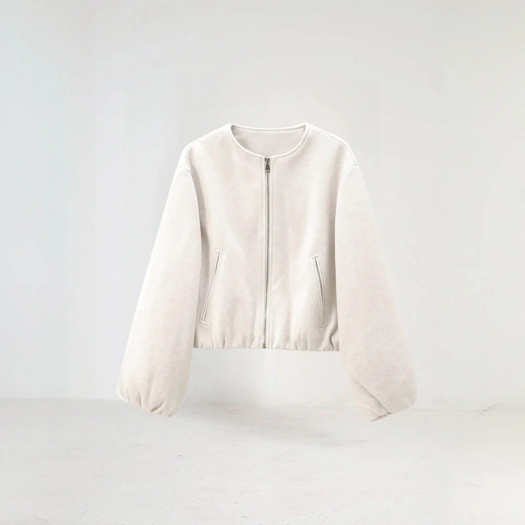 Bella | Women's Balloon Sleeve Zip-Up Bomber Jacket - Image 4