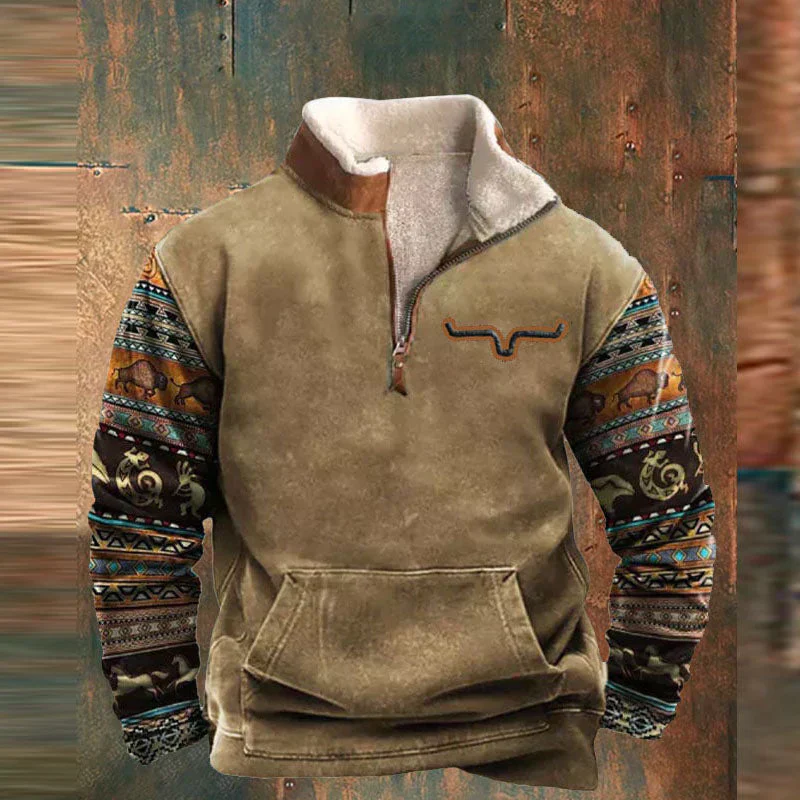 Bruce | Men's Fleece Quarter-Zip Western Pullover - Image 3