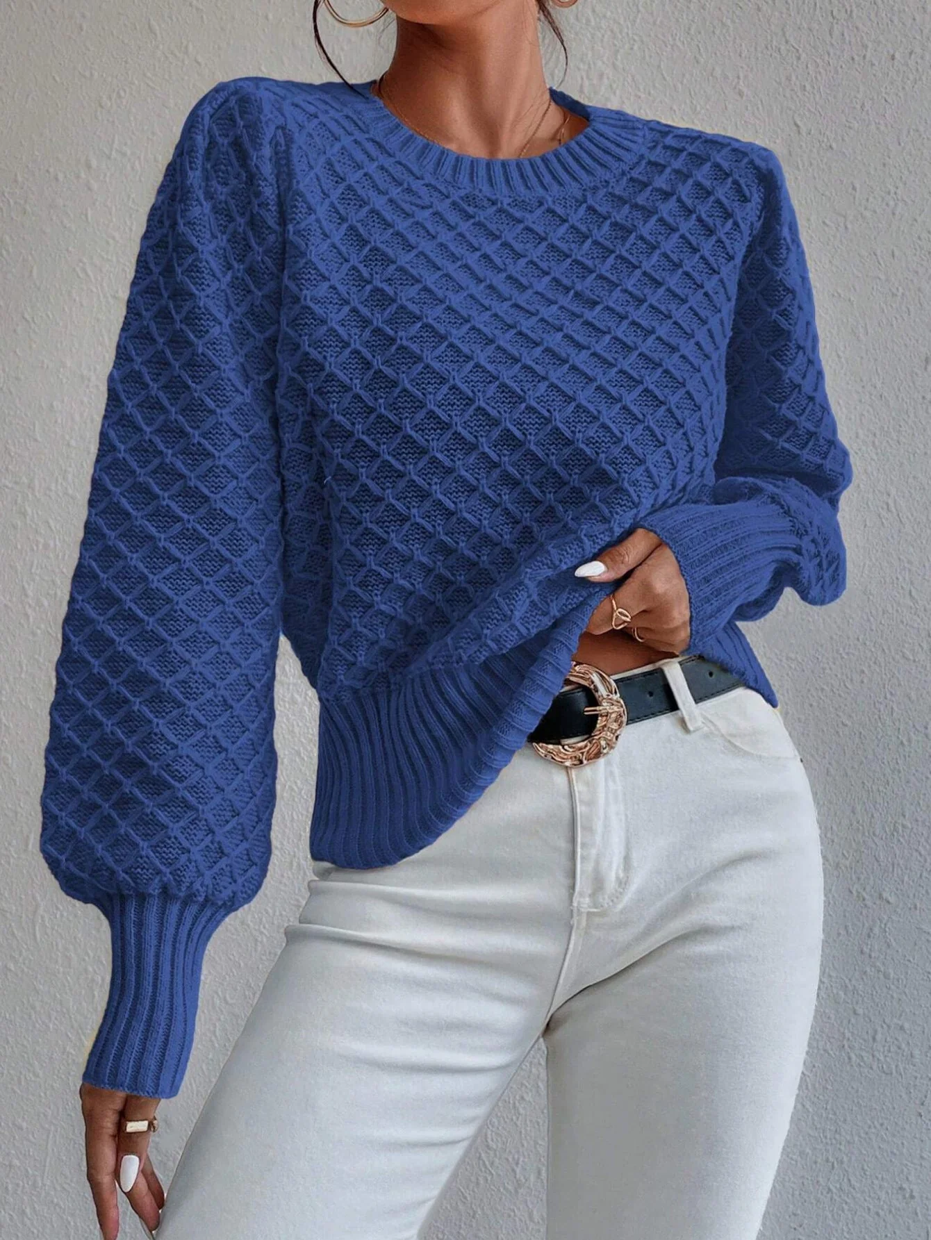 Cindy | Women's Textured Crewneck Sweater - Image 2
