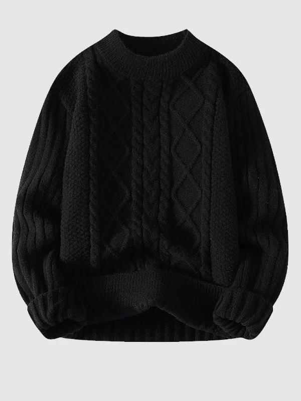 Cole | Men's Cable Knit Crew Neck Sweater - Image 4
