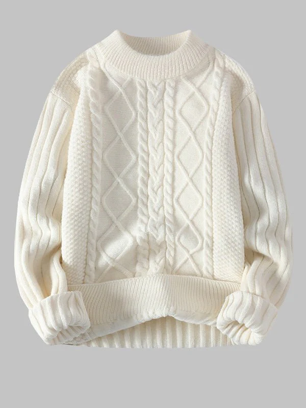 Cole | Men's Cable Knit Crew Neck Sweater - Image 6