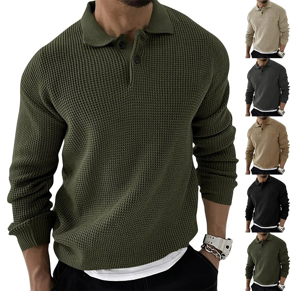 Demetrius | Men's Long Sleeve Polo Sweater - Image 6