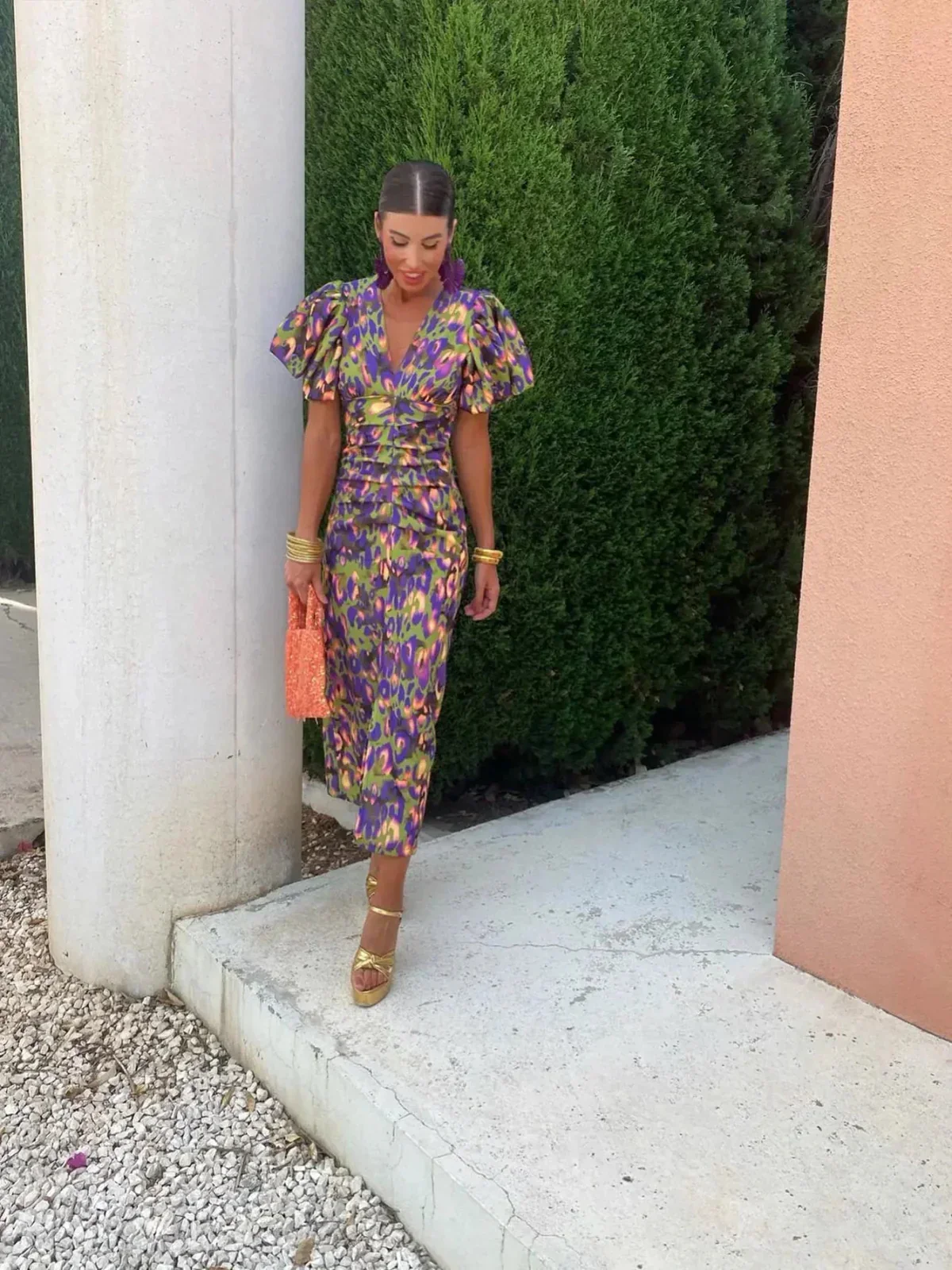 Dianna | Women’s Elegant Puff Sleeve Printed Dress - Image 5