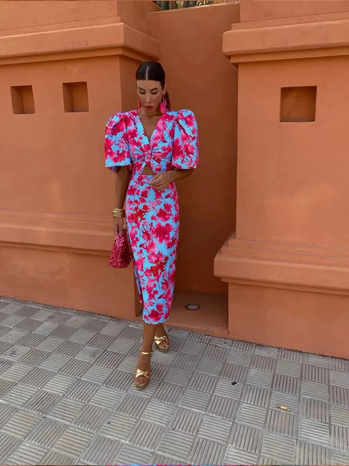 Dianna | Women’s Elegant Puff Sleeve Printed Dress - Image 6