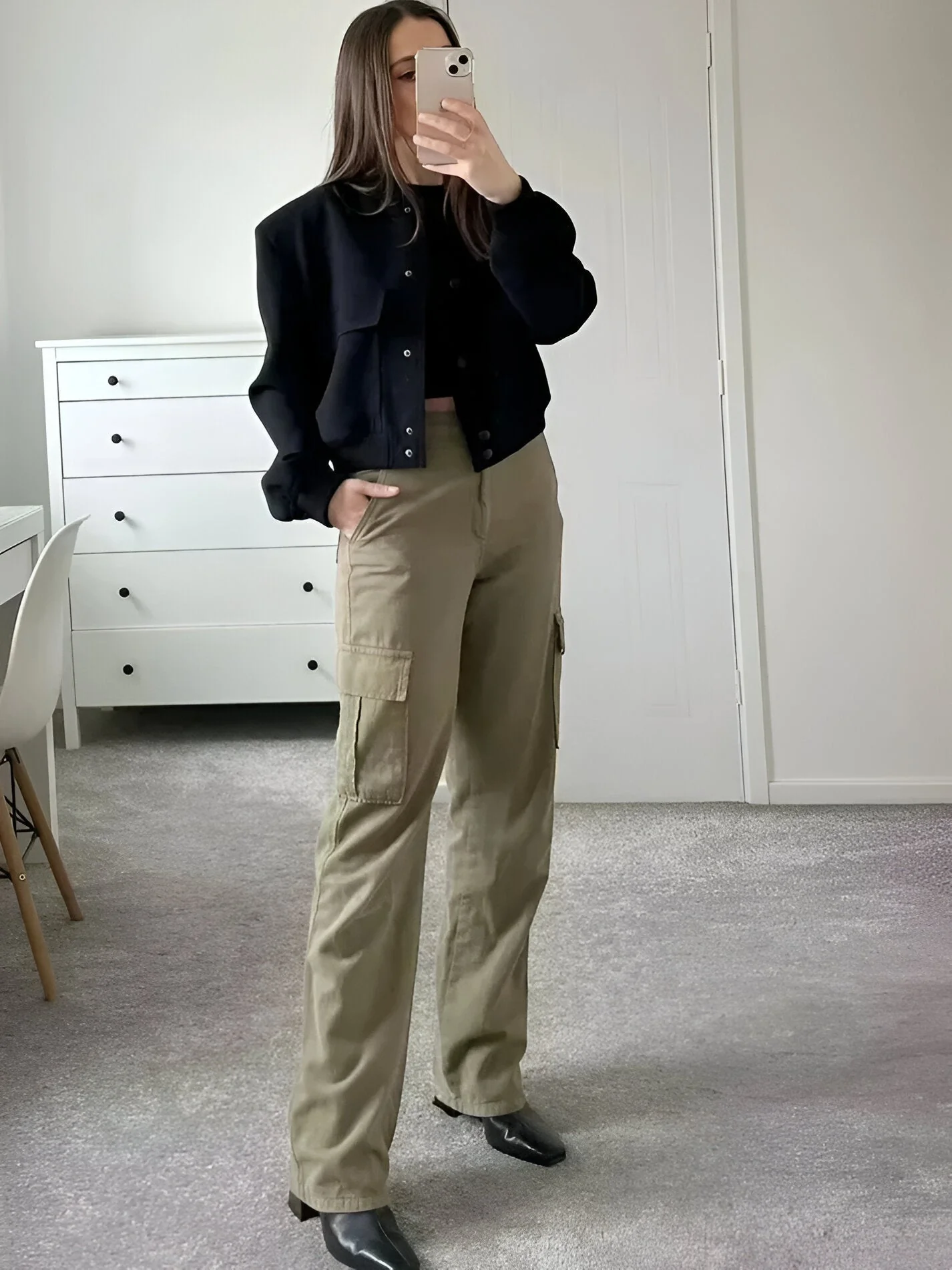 Donna | Women's Cropped Button-Down Bomber Jacket - Image 5