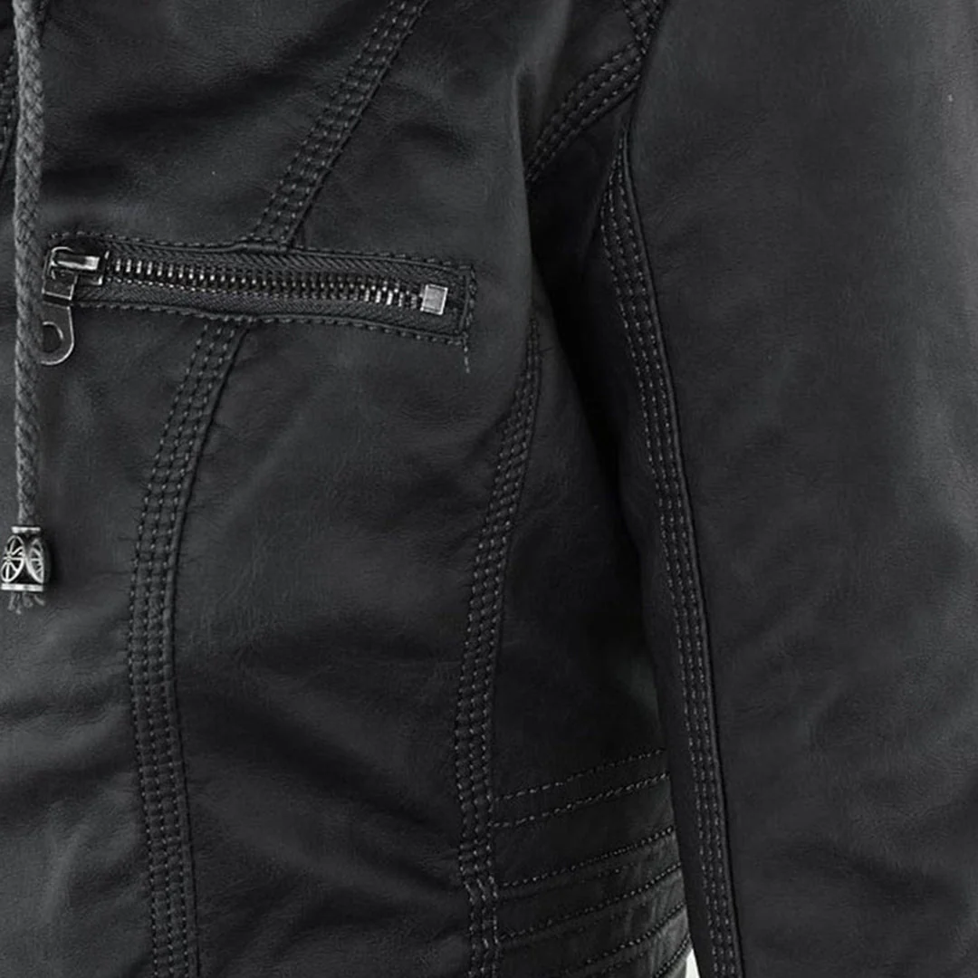 Eileen | Women's Hooded Slim Fit Biker Jacket - Image 13