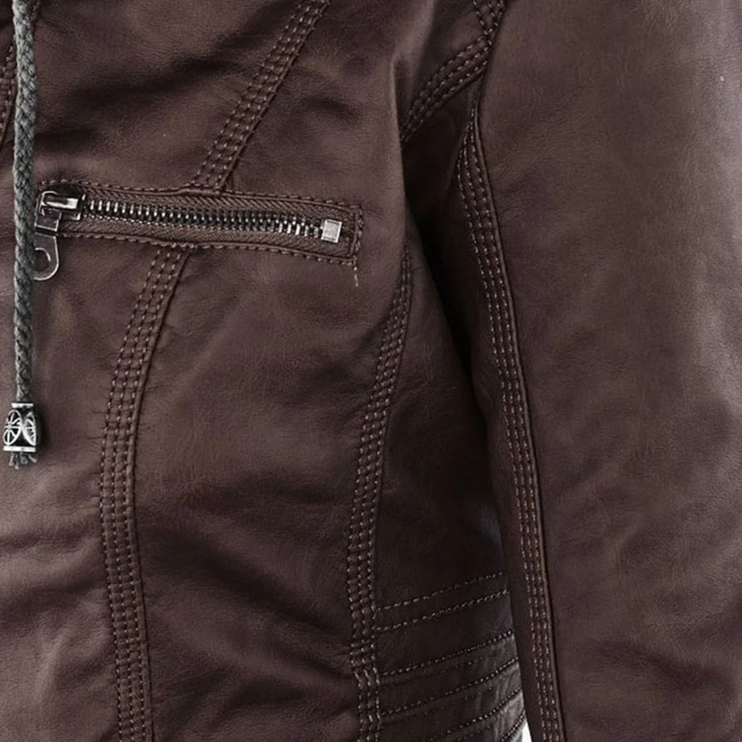 Eileen | Women's Hooded Slim Fit Biker Jacket - Image 16