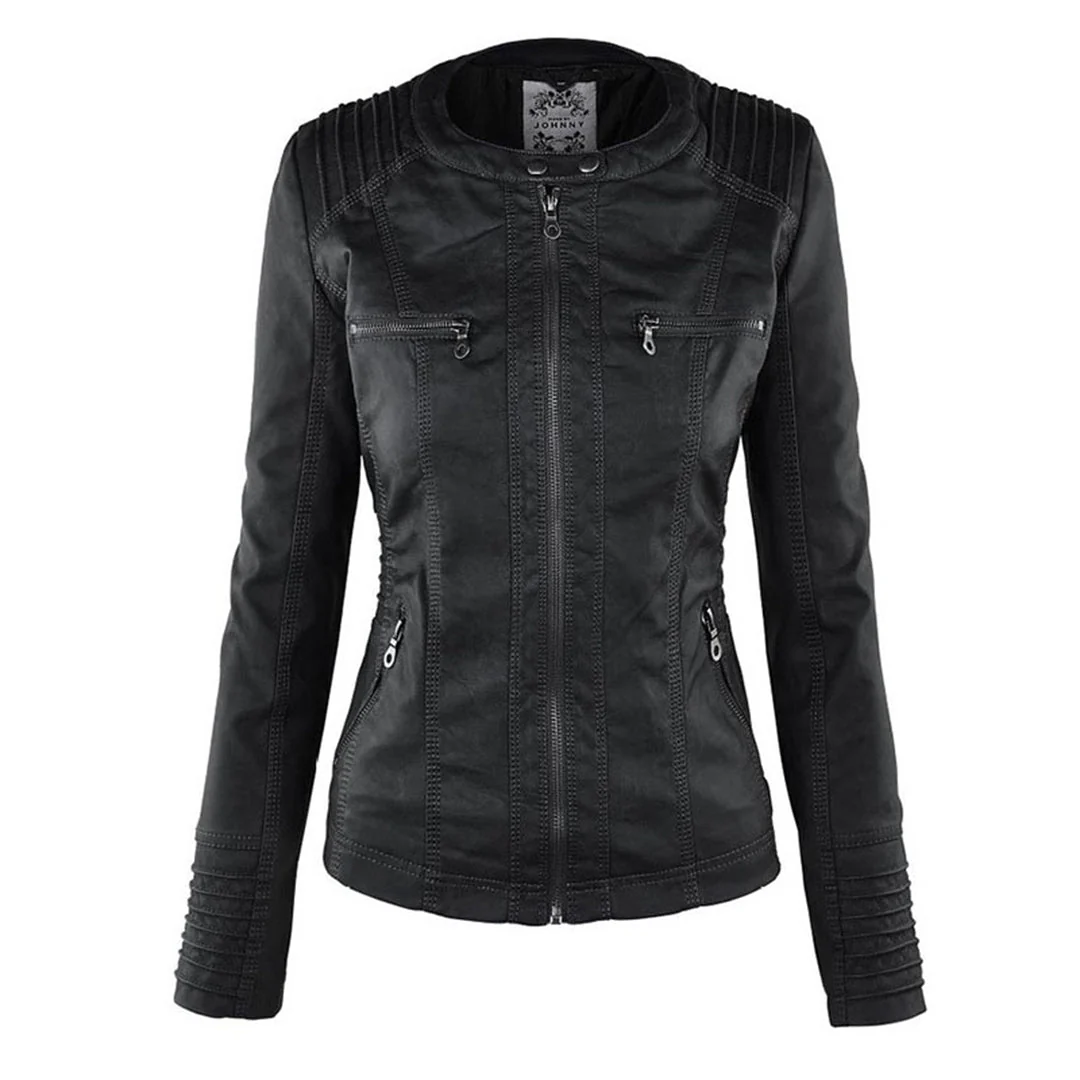 Eileen | Women's Hooded Slim Fit Biker Jacket - Image 5