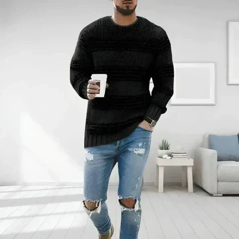 Elliott | Men's Striped Crew Neck Long Sleeve Sweater