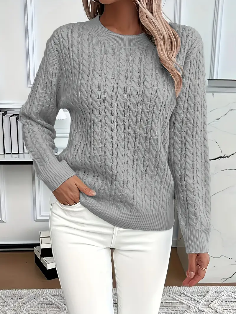 Esther | Women's Long Sleeve Cable Knit Sweater - Image 3