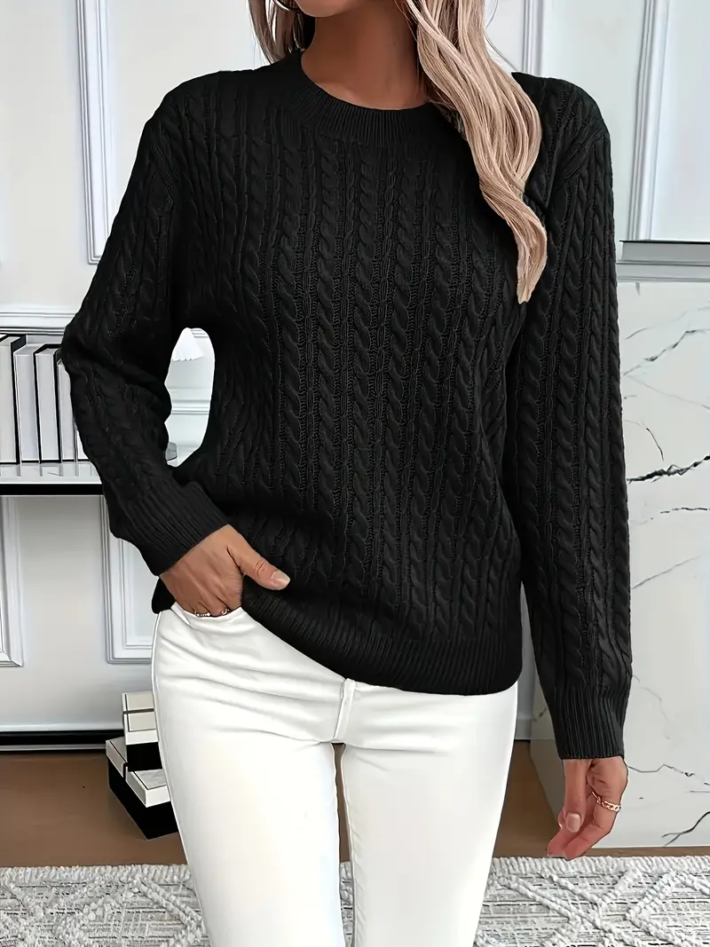 Esther | Women's Long Sleeve Cable Knit Sweater - Image 4