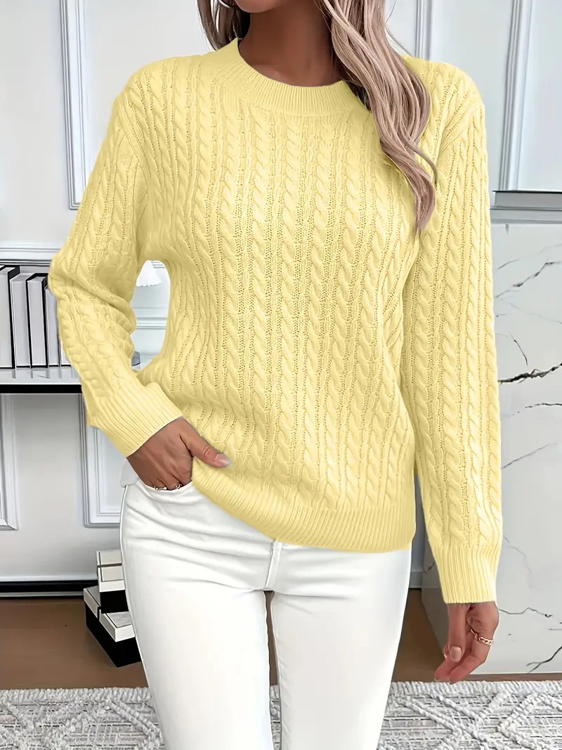 Esther | Women's Long Sleeve Cable Knit Sweater - Image 5