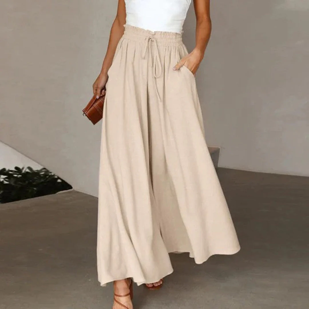 Gabriella | High Waist Elastic Pants with Drawstring – A-Line – With Pockets – Long and Airy - Image 6