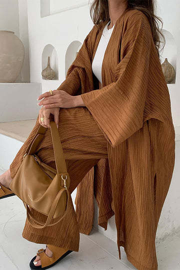 Grynet | Elegant Pleated Kimono Set - Image 4
