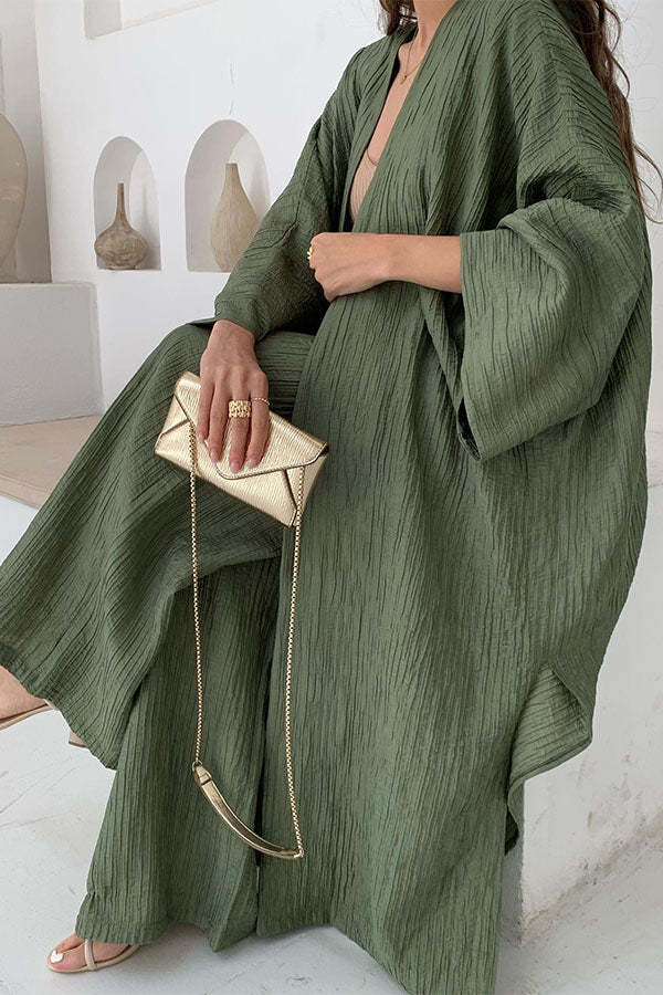 Grynet | Elegant Pleated Kimono Set - Image 5