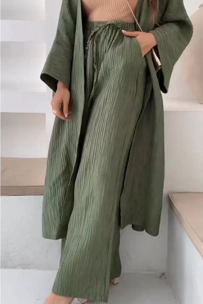 Grynet | Elegant Pleated Kimono Set - Image 6