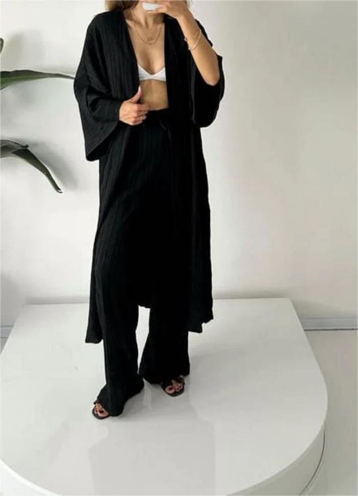 Grynet | Elegant Pleated Kimono Set - Image 7