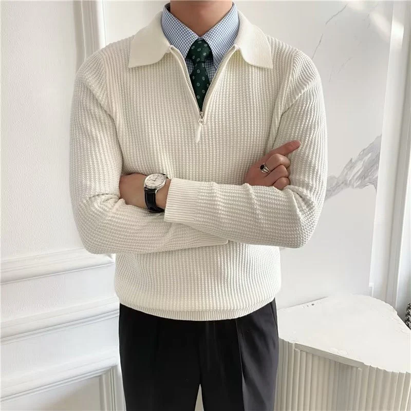 Hank | Men's Zip Up Polo Sweater - Image 5