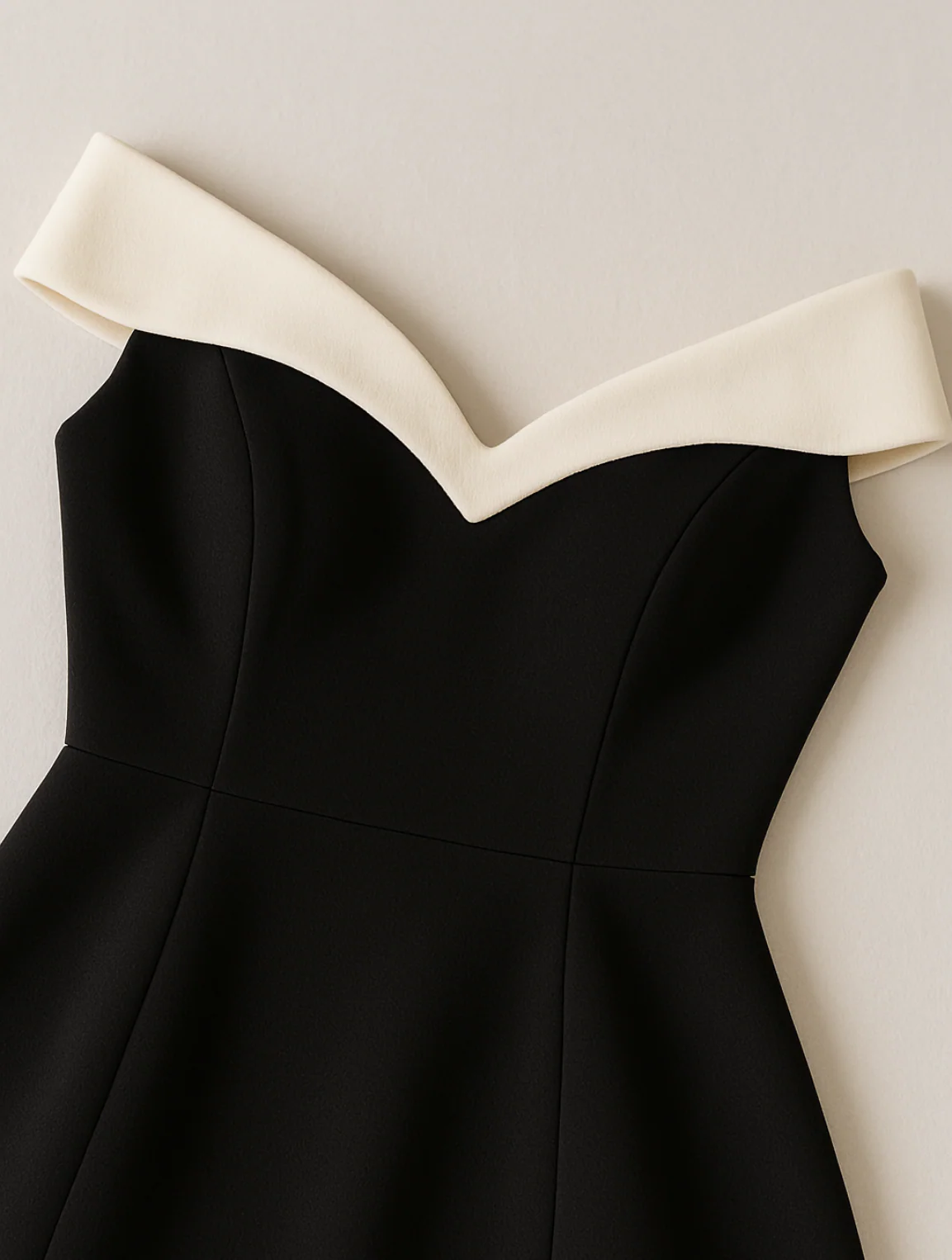 Heather | Timeless Off-Shoulder Contrast Minidress - Image 3