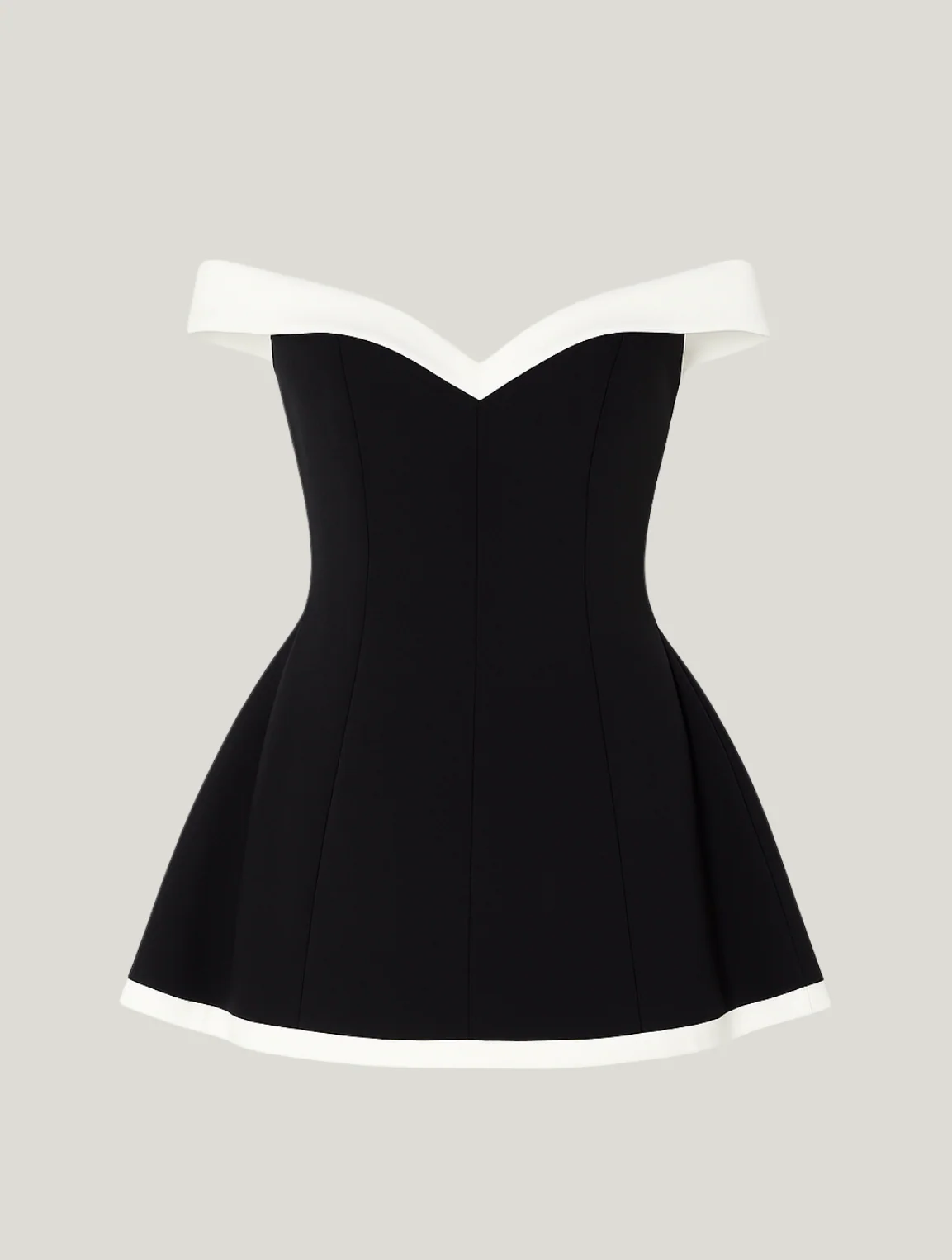 Heather | Timeless Off-Shoulder Contrast Minidress - Image 5