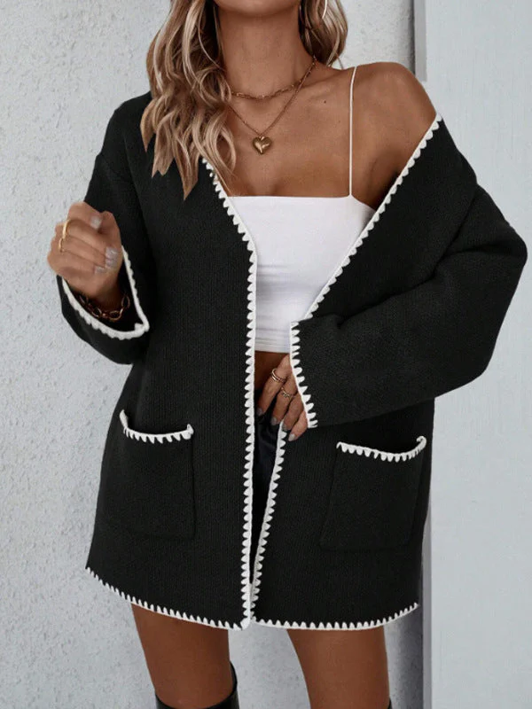 Jane | Women's Open Front Pocket Long Sleeve Cardigan - Image 3