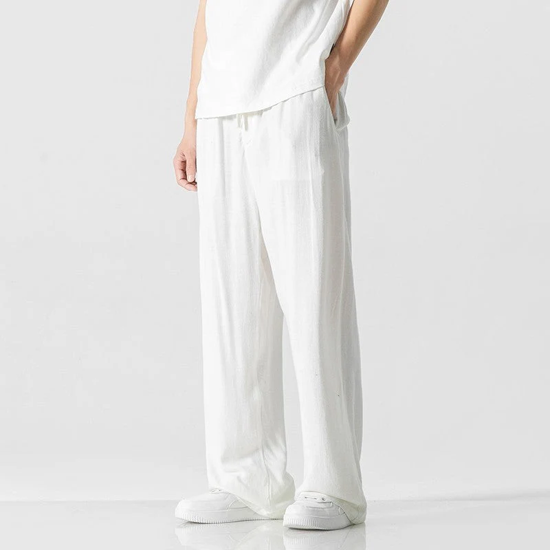 Jeffrey | Men’s Casual Trousers – Loose Fit – Full Length – Comfortable Drawstring Waist - Image 3
