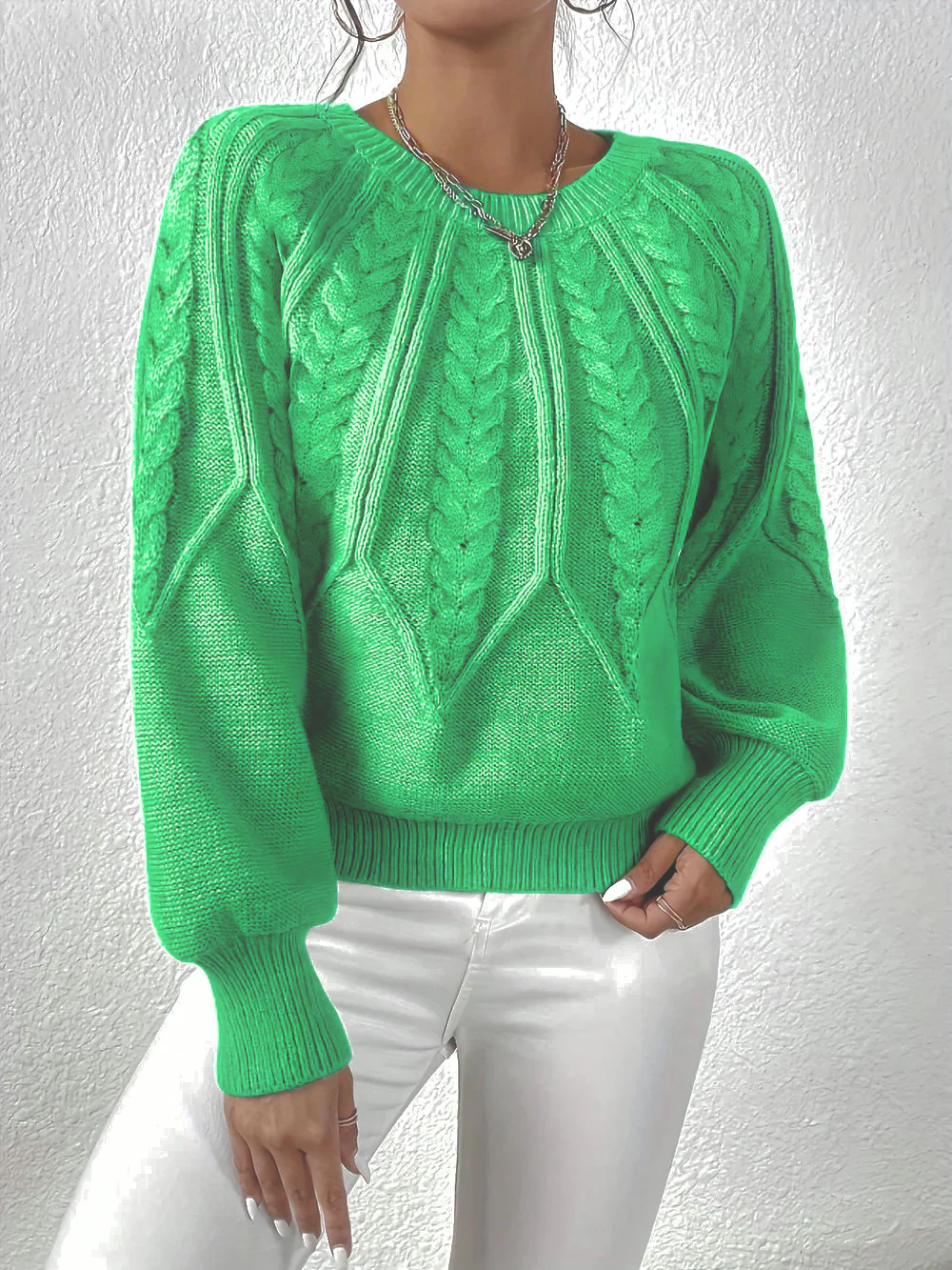 Jillian | Women's Cable Knit Raglan Sleeve Sweater