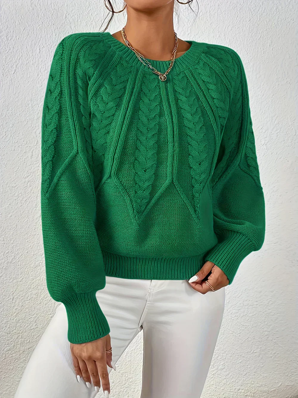 Jillian | Women's Cable Knit Raglan Sleeve Sweater - Image 6