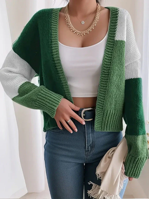 Joanna | Women's Cropped Color Block Cardigan - Image 5