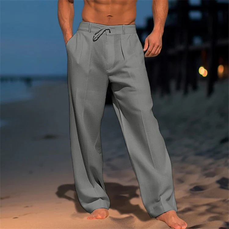 Jonas | Men's Relaxed Fit Trousers – Drawstring Waist & Pleated Front - Image 2