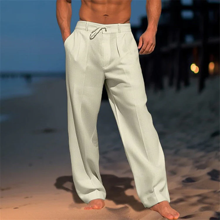 Jonas | Men's Relaxed Fit Trousers – Drawstring Waist & Pleated Front - Image 3