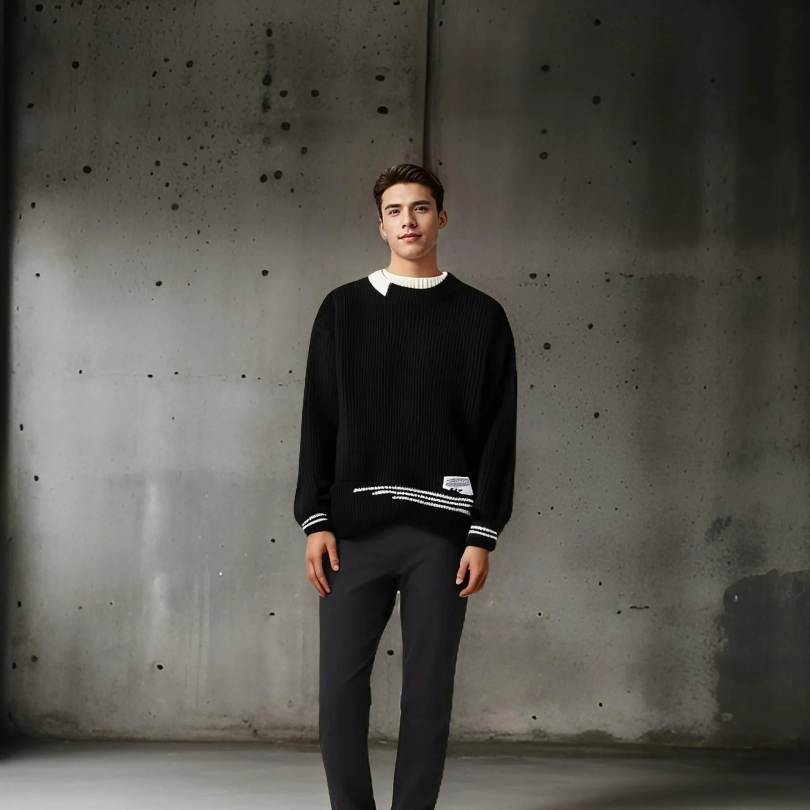 Josephus | Men's Striped Relaxed Fit Sweater - Image 5