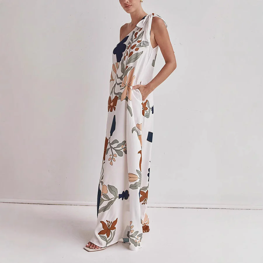 Katherine | Flowy Cotton One-Shoulder Dress β Loose Fit β Bold Print - Image 2
