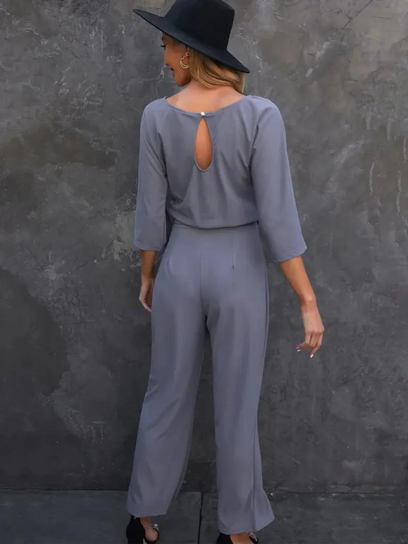 Kathleen | Women's Tie Waist Maxi Jumpsuit - Image 4