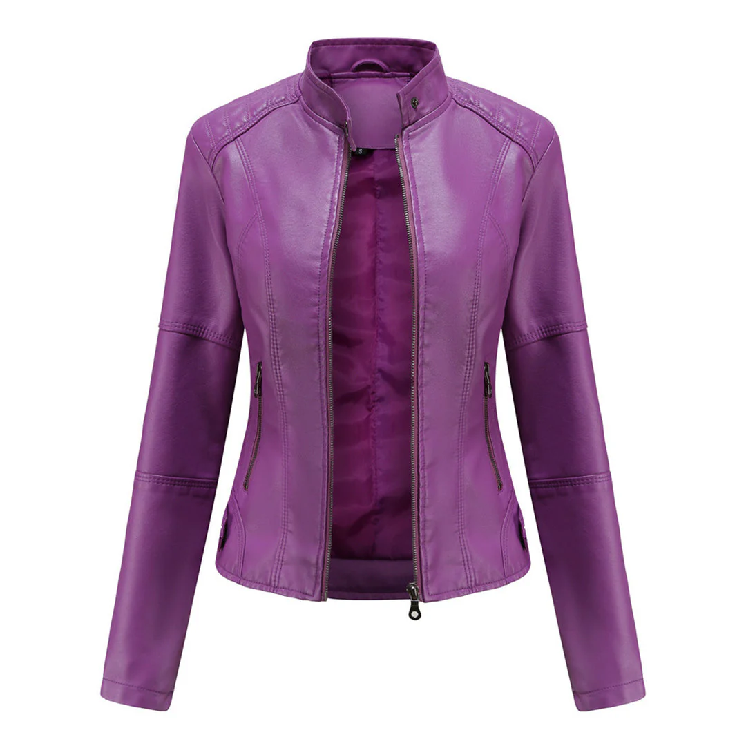 Lillian | Women's Collarless Biker Jacket - Image 5
