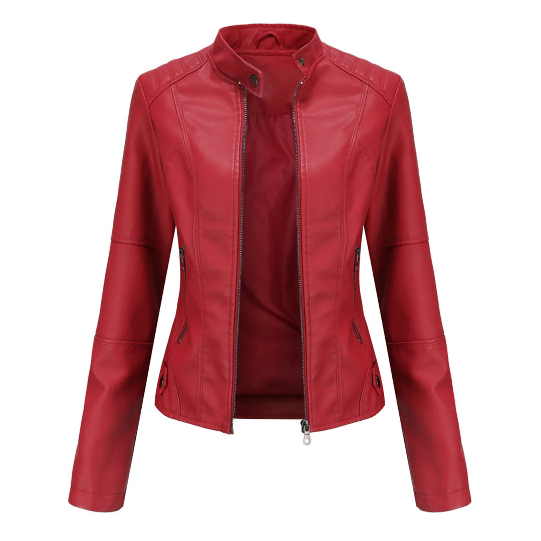 Lillian | Women's Collarless Biker Jacket - Image 7