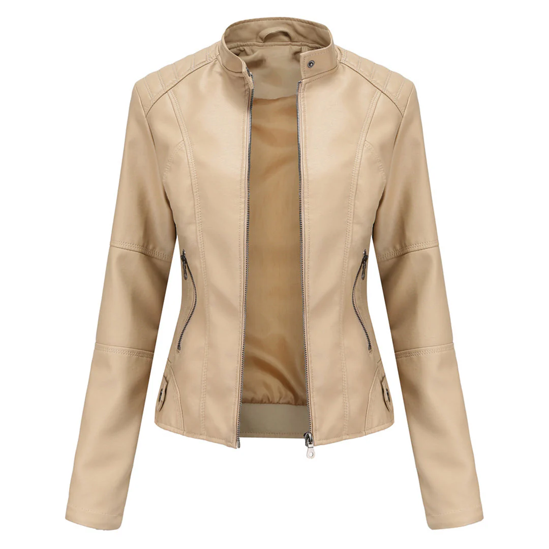 Lillian | Women's Collarless Biker Jacket - Image 8
