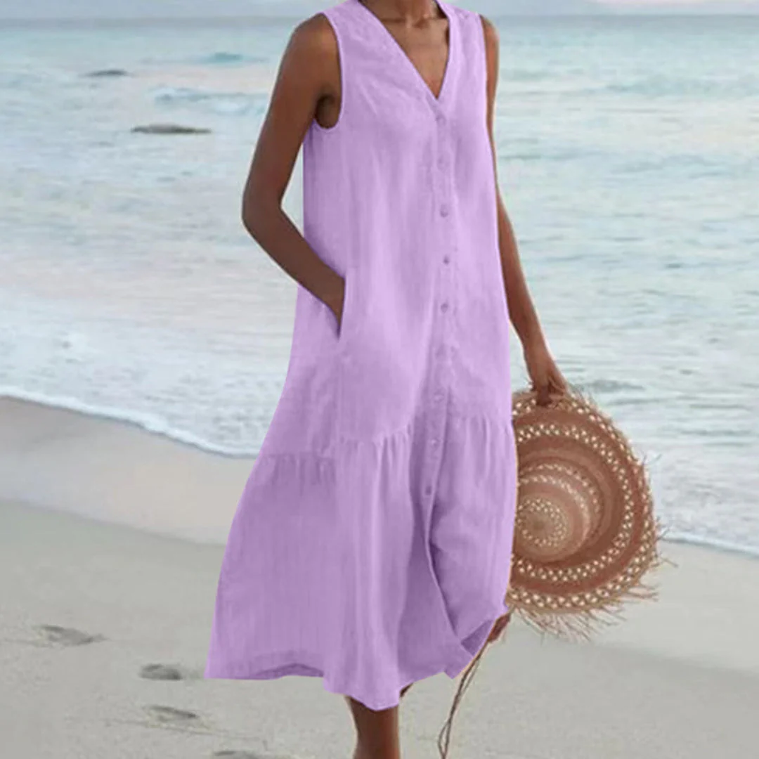 Lynne | Elegant Sleeveless Midi Dress - Image 2