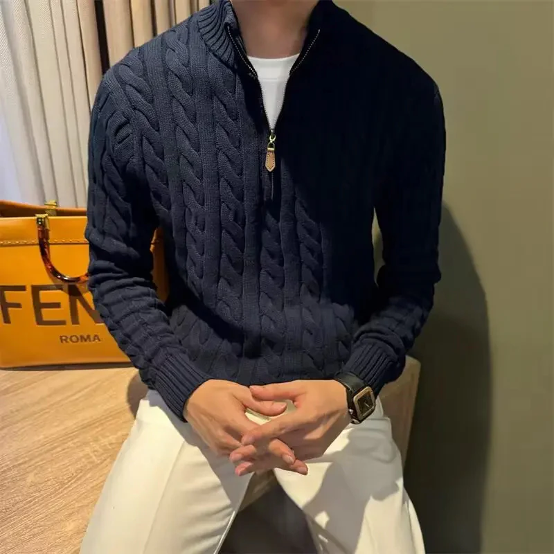 Marco | Men's Zip-Up Cable Knit Sweater