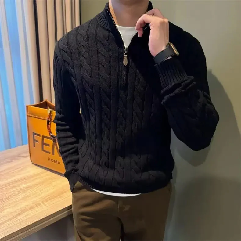 Marco | Men's Zip-Up Cable Knit Sweater - Image 10