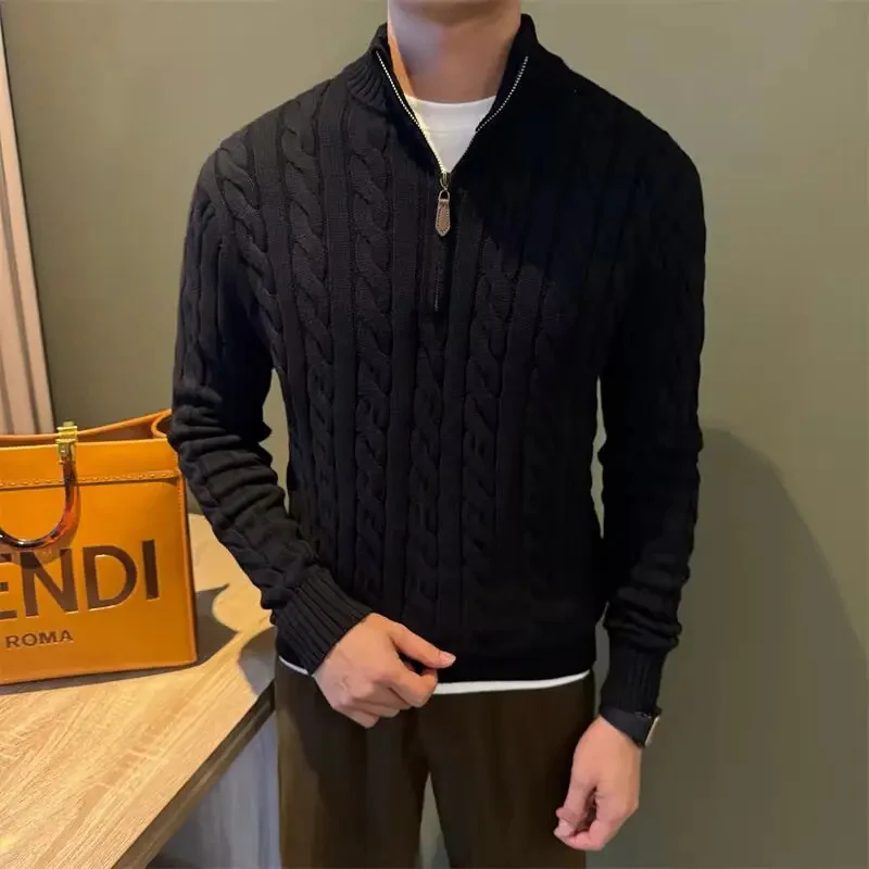 Marco | Men's Zip-Up Cable Knit Sweater - Image 11