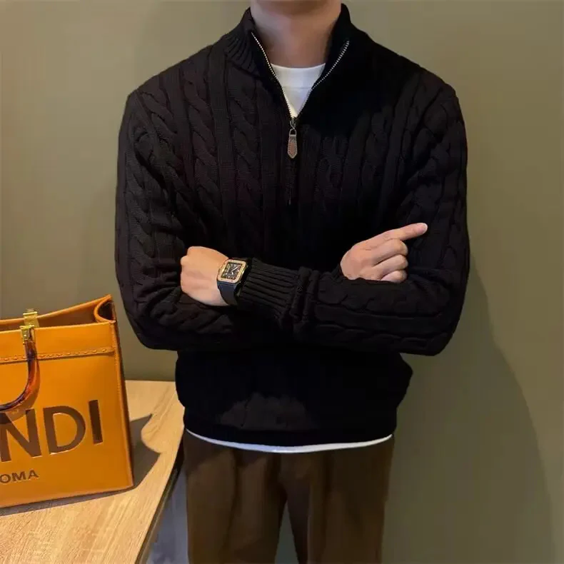 Marco | Men's Zip-Up Cable Knit Sweater - Image 12