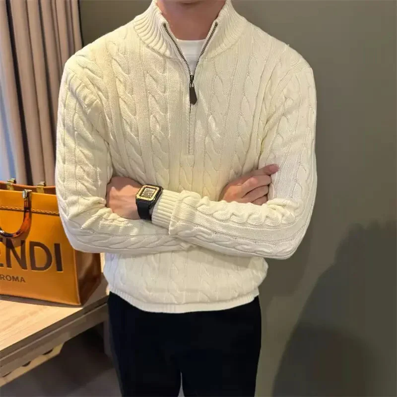 Marco | Men's Zip-Up Cable Knit Sweater - Image 6